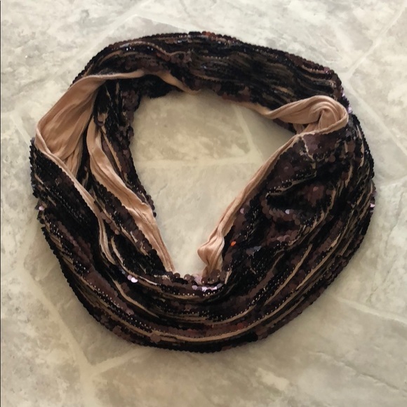 Express Accessories - Express brown sequins shiny sparkly infinity scarf
